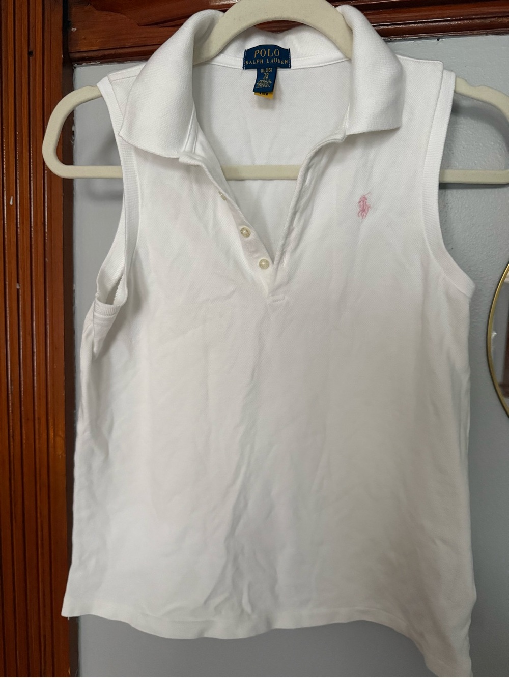 Polo by Ralph Lauren White Sleeveless Polo Top with Pink Pony